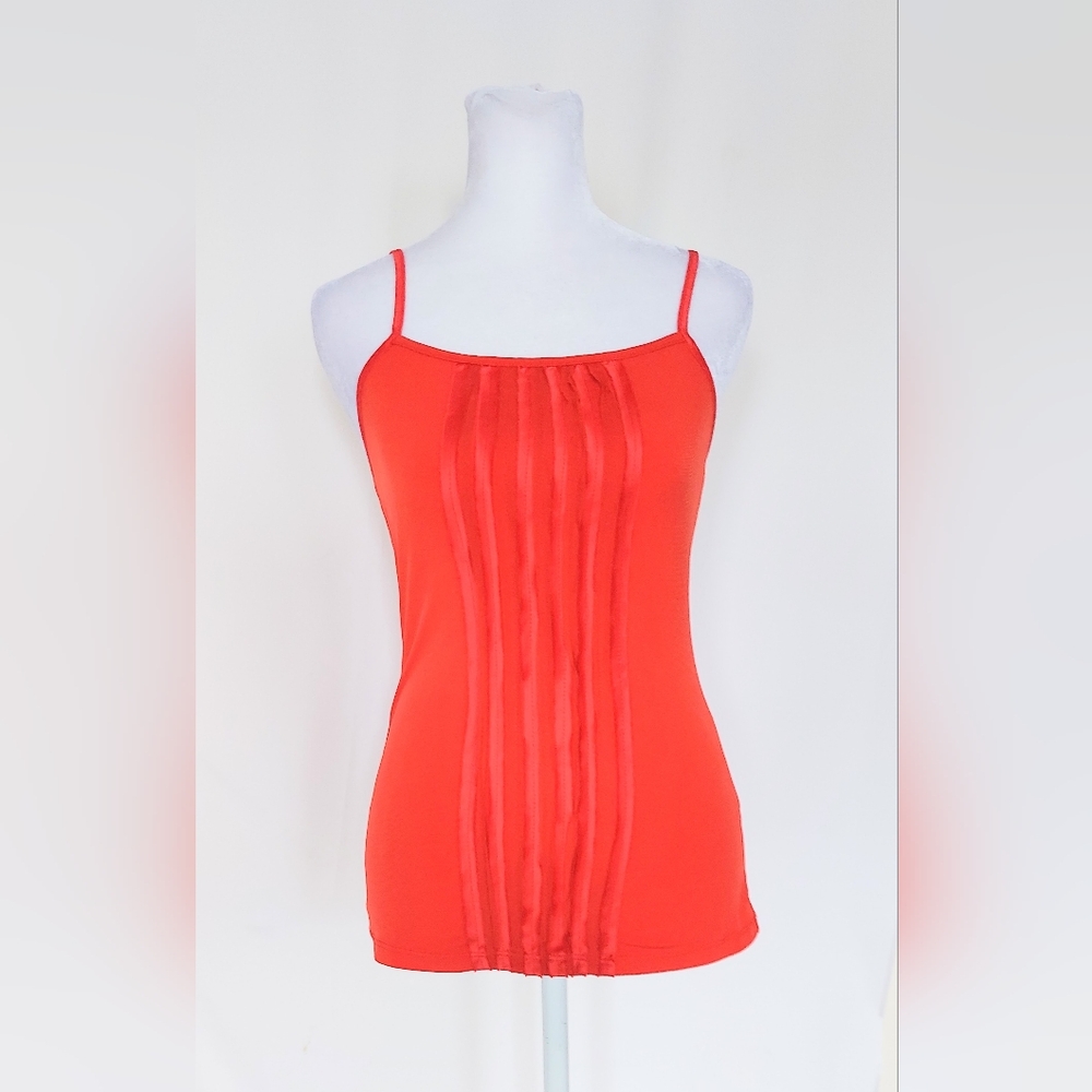 The Limited Pleated Front Spaghetti Strap Tank Top Red Size XS